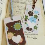 Hearts On Retro Flowers Gift Tag Bookmark (set Of..