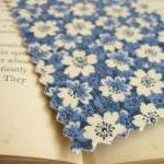 Blue And Cream Floral Fabric Bookmark
