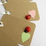 Ladybird Pastel Heart Small Gift Tags (set Of 5)