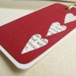 Hearts On Red Gift Tag Bookmark
