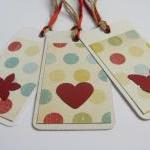 Red On Dots Gift Tag Bookmarks (set Of 3)