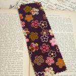 Flowers On Purple Fabric Bookmark