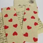 Hearts On Natural Fabric Bookmark