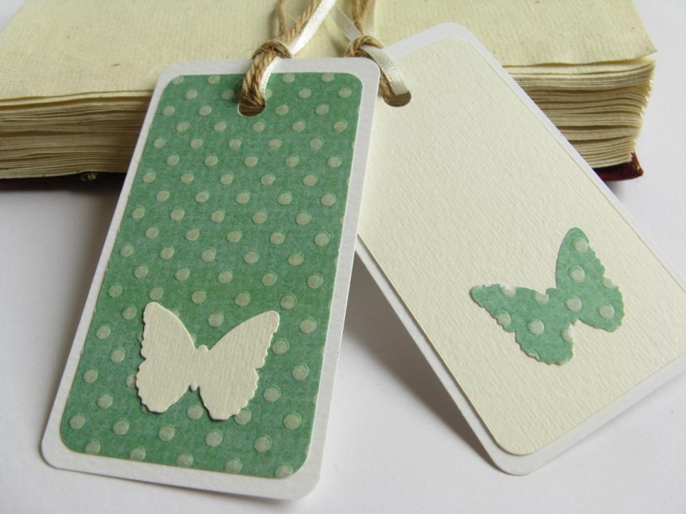 Butterflies And Green Gift Tag Bookmarks (set Of 2)